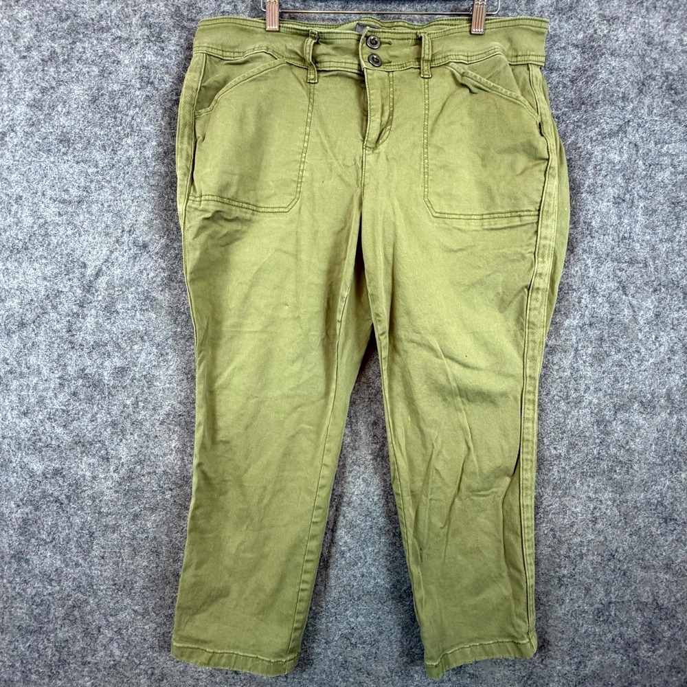 Torrid Casual Pants Womens 18 Olive Green Twill Cotton Stretch Cropped Mid Rise